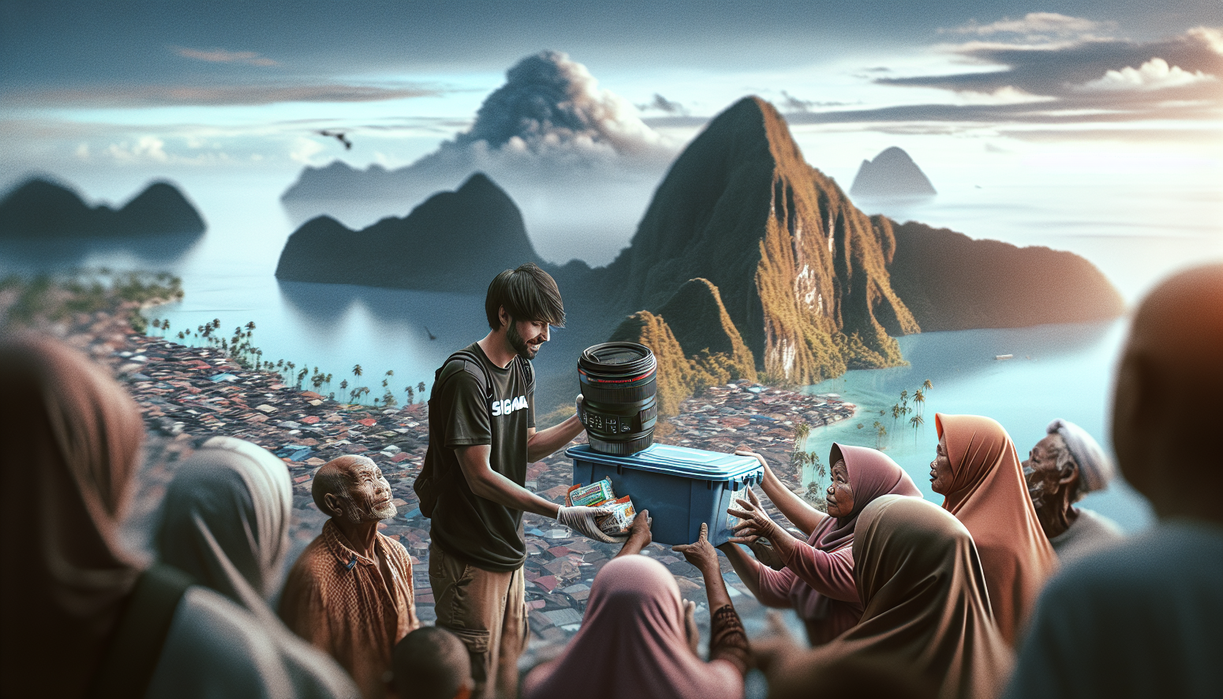 alt_text: Relawan BSMI membantu warga dengan distribusi bantuan di Aceh Tengah.