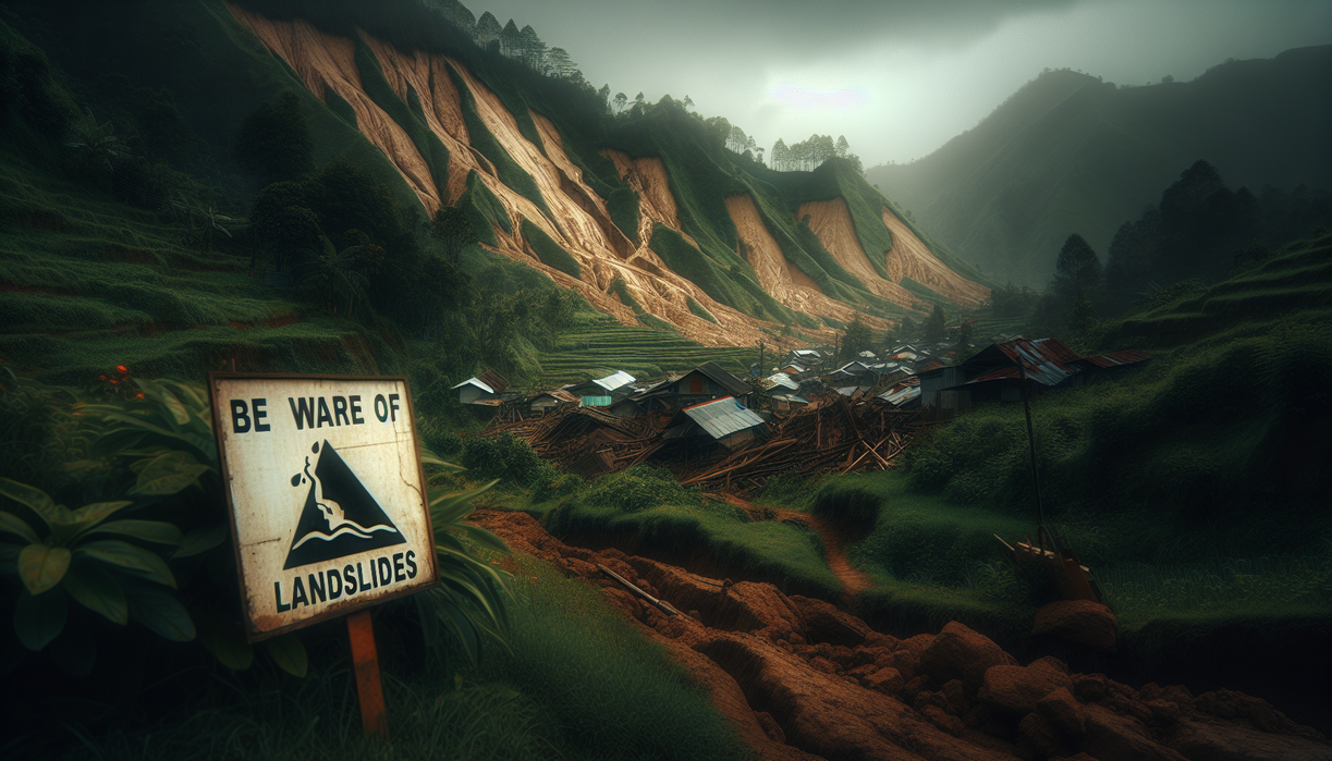 alt_text: Poster "Peringatan Longsor Cisarua" soroti pentingnya menjaga lingkungan dan waspada.