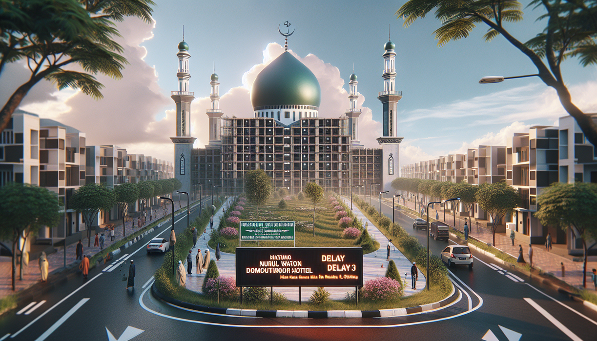 alt_text: Pembangunan Hotel Asrama Haji Pakansari tertunda, alasan belum terungkap.